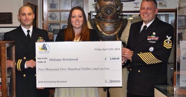 Navy Diver foundation, giant check, lifestyle image