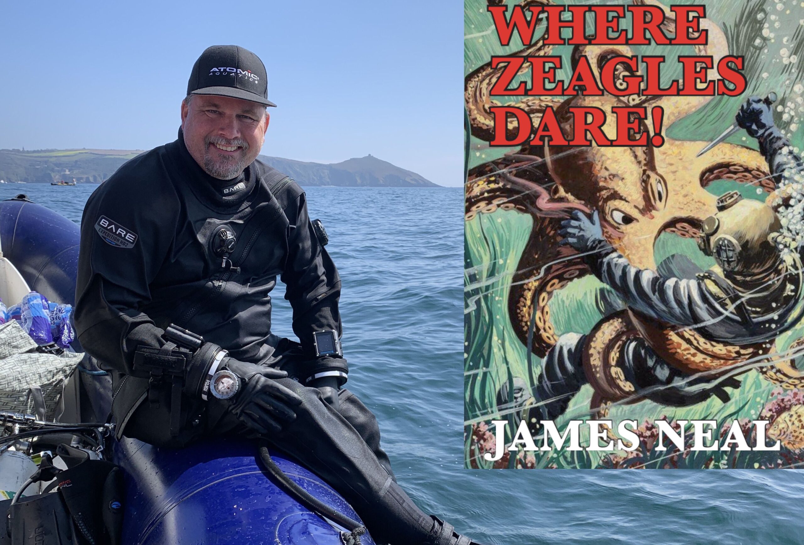 Diver sitting on edge of boat, lifestyle image